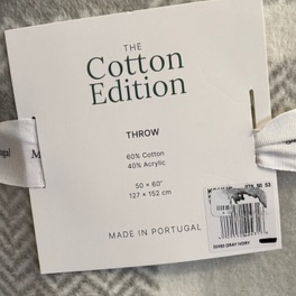 The Cotton Edition White and Grey Mini-Chevron and Plaid Throw - Picture 3 of 9